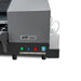 Front control buttons and model badge of the icolor 1200 dtf printer with the external waste bottle and feed and power controls