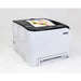 Angled view of the icolor 350 printer with a colorful frog transfer sheet in the output tray on a white background