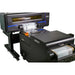 Uninet 4300 dtf printer angled view paired with horizontal shaker and curing unit for automated workflow