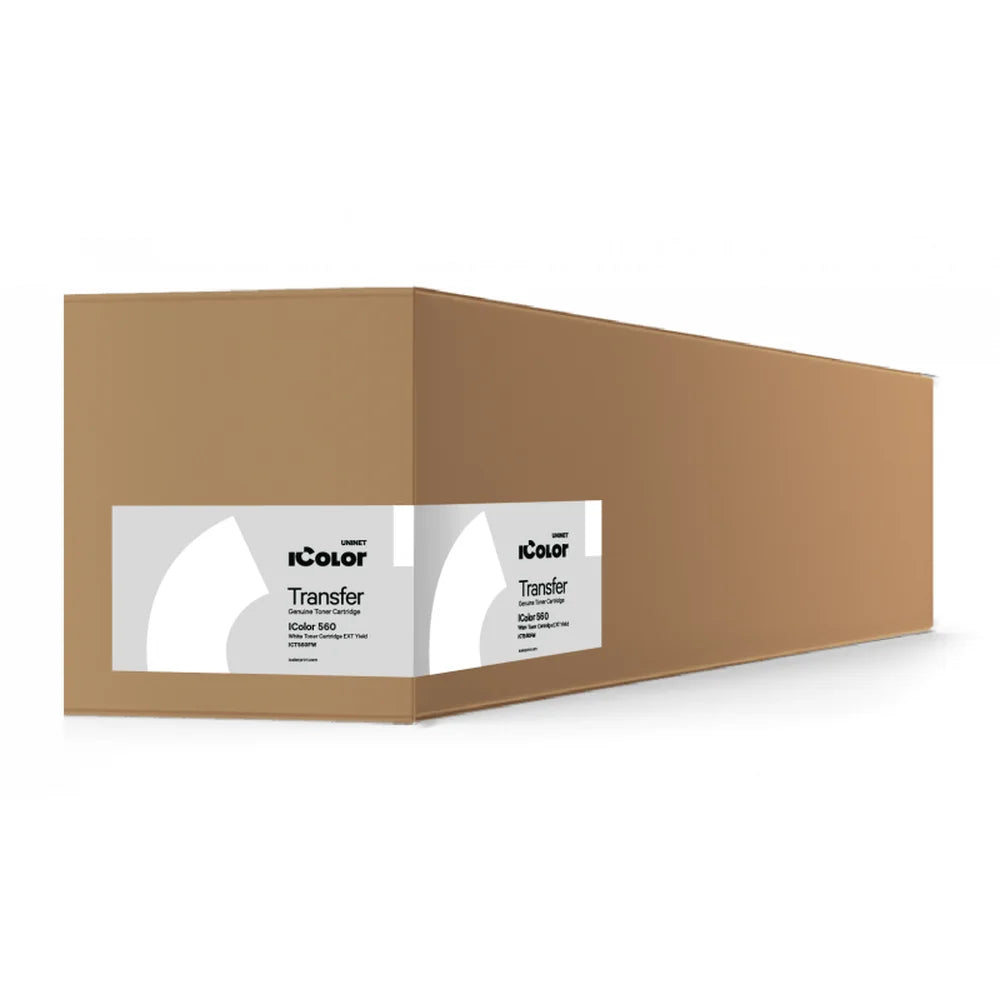 UNINET 560 Fluorescent White EXT IColor cartridge box shown at an angle with two printed labels