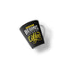 Black tapered mug printed with gold lettering as transfer output from the uninet 560
