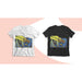 White and black t-shirts with matching robot print showing light and dark apparel transfers from the uninet icolor 560