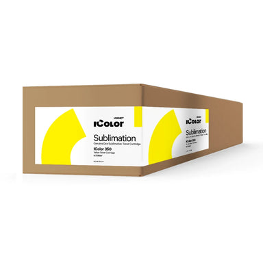 Angled box for the UNINET Toner Cartridge, labeled IColor 350 yellow dye sublimation cartridge ICT350Y