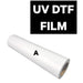 Angled UNINET 17 in UVDTF A Film Roll on white background marked with letter A and a UV DTF Film text panel