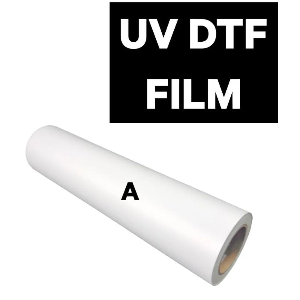 White A film transfer roll used with the Uninet 3000 uv dtf printer for printing the color and white layers