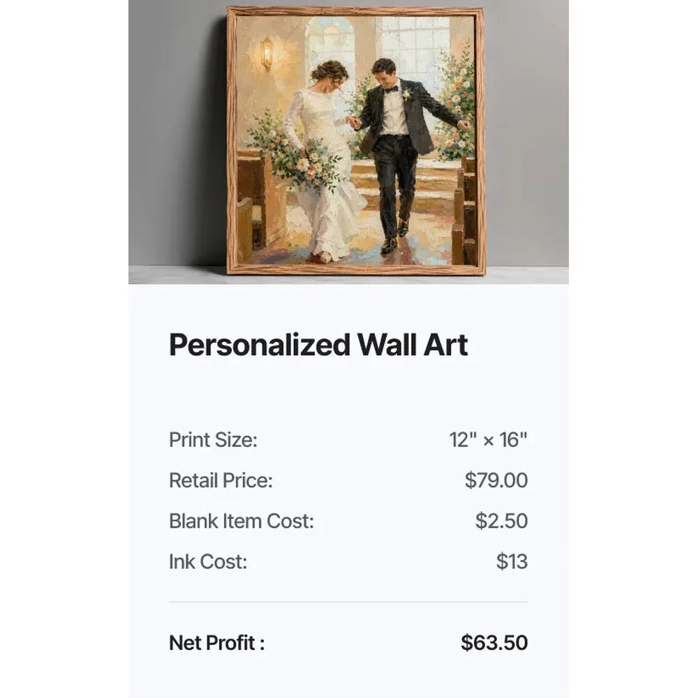 Personalized wedding wall art sales example produced with the xTool O1 Omni Printer