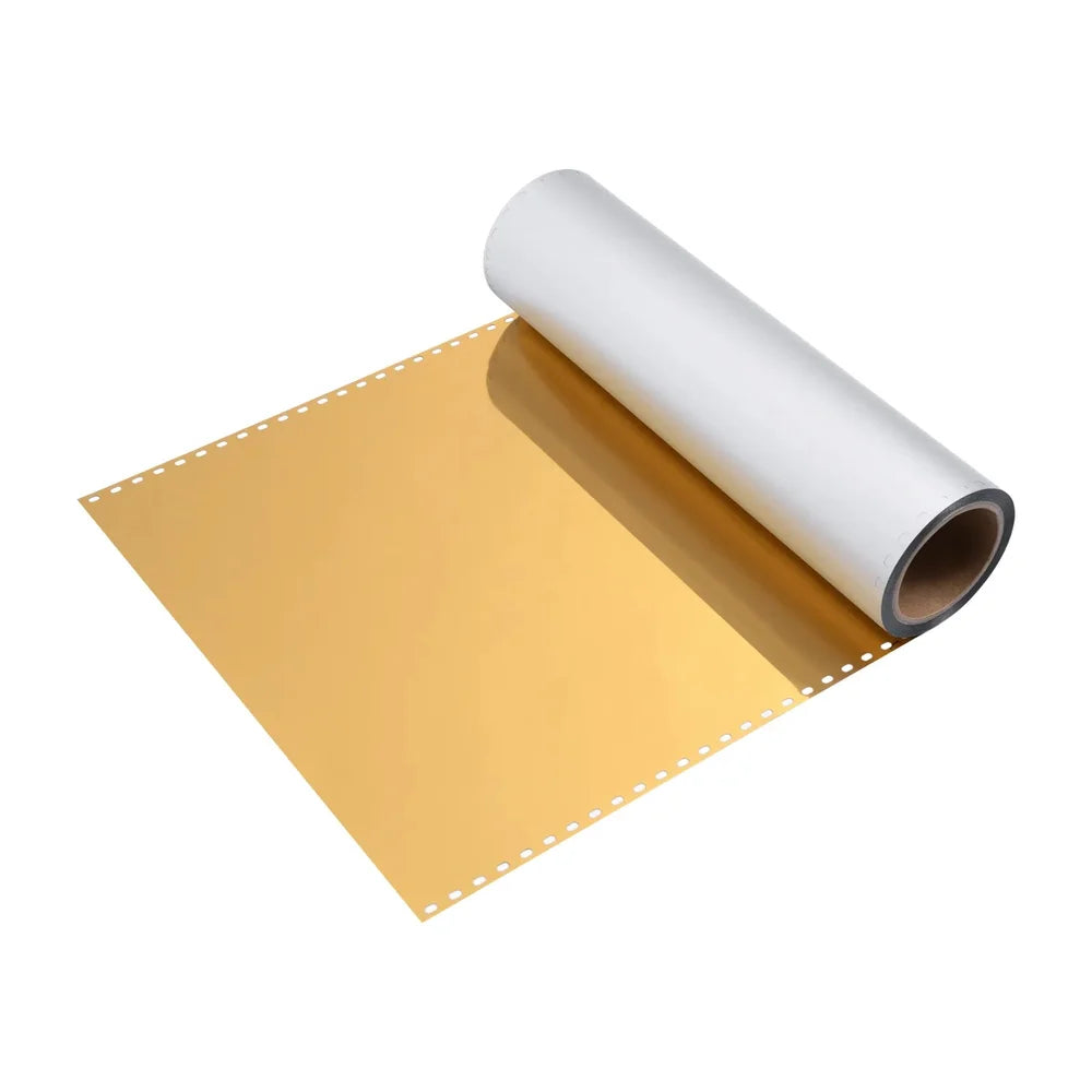 Metallic gold perforated transfer film roll for decorative xTool Apparel Printer shaker oven projects