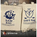 Cream canvas tote bags with navy emblems made through the xTool Apparel Printer setup process