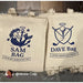 Cream tote bags with navy emblems printed through the xTool Apparel Printer software workflow